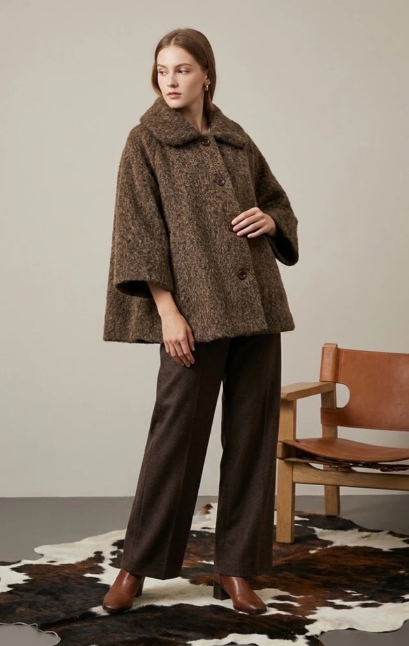 PETER PAN COLLAR COAT - 10-16 - CHOCOLATE