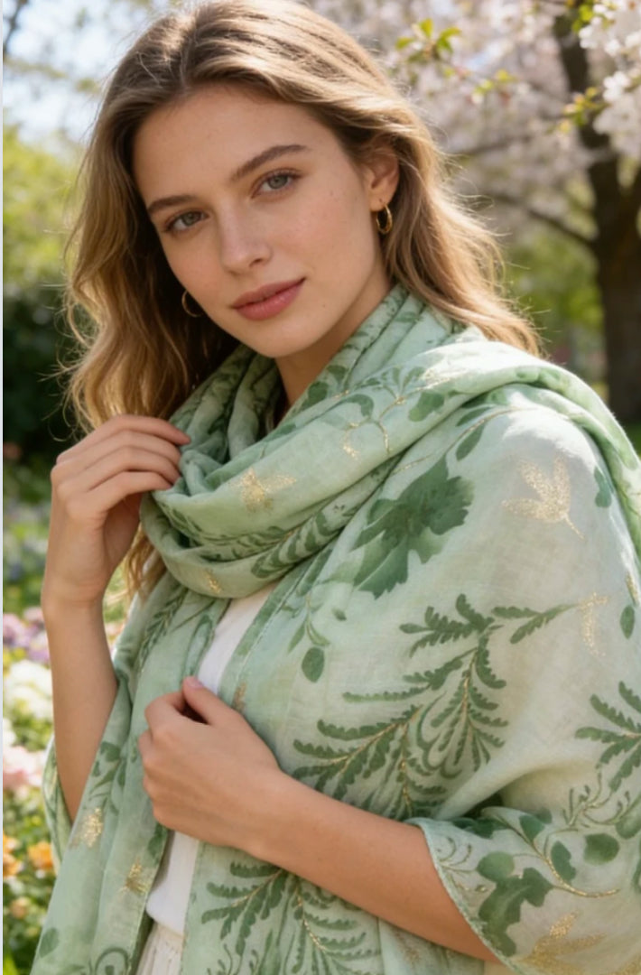 COTTON BLEND FLORAL SCARF