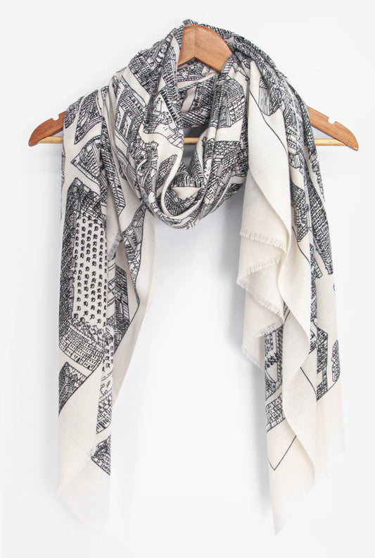ARCHITECTURE PRINT SCARF - WHITE