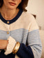STRIPE FRILL SLEEVE CARDI - 10-16 - BLUE
