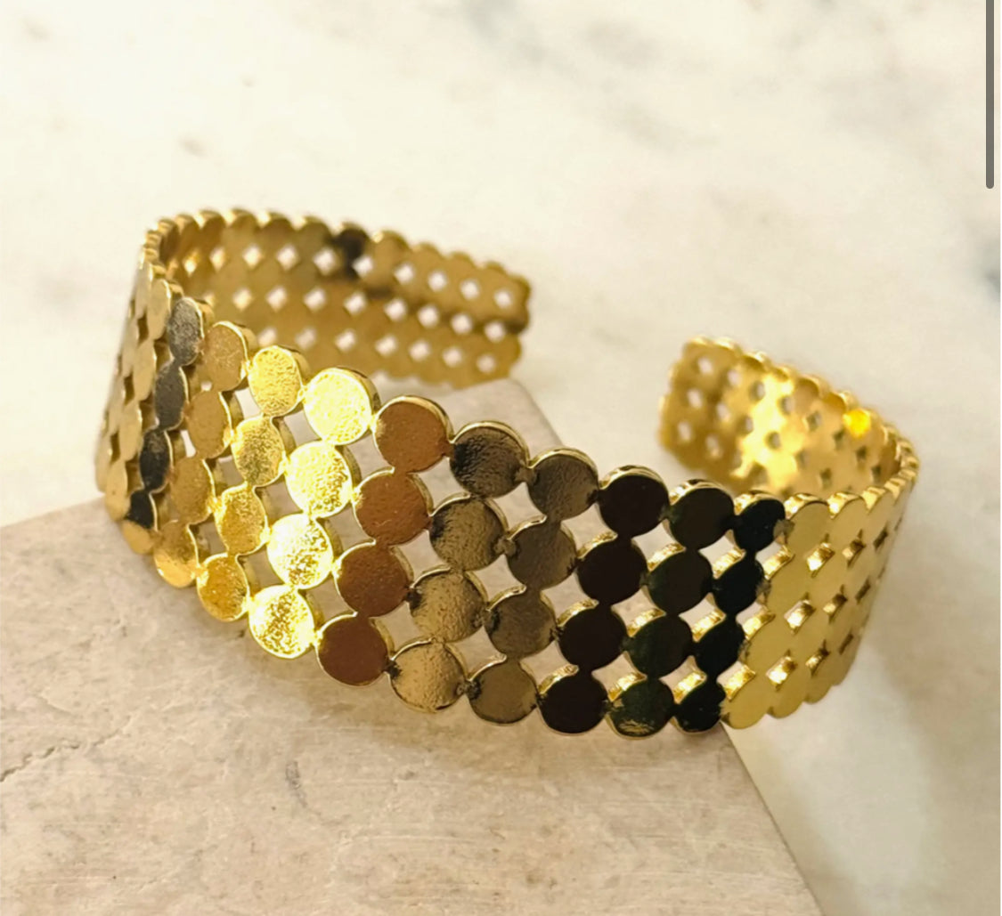 STAINLESS STEEL DOT CUFF BANGLE