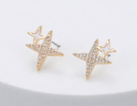 CRYSTAL STAR STUD - GOLD