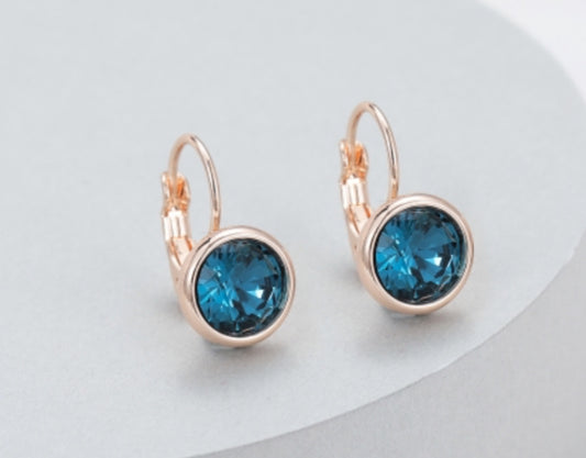 CRYSTAL DROP EARRINGS - NAVY