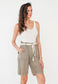 LINEN BERMUDA SHORTS - 10-14- TAUPE
