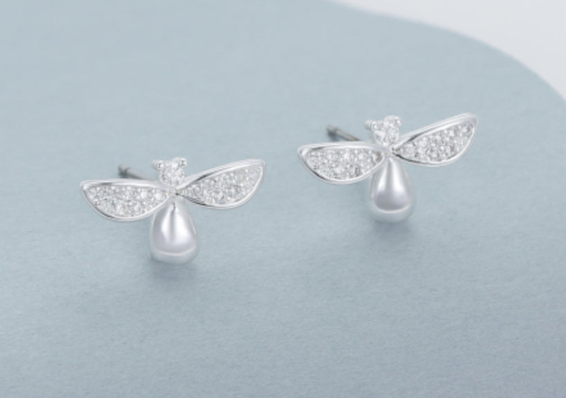 BEE STUDS - SILVER