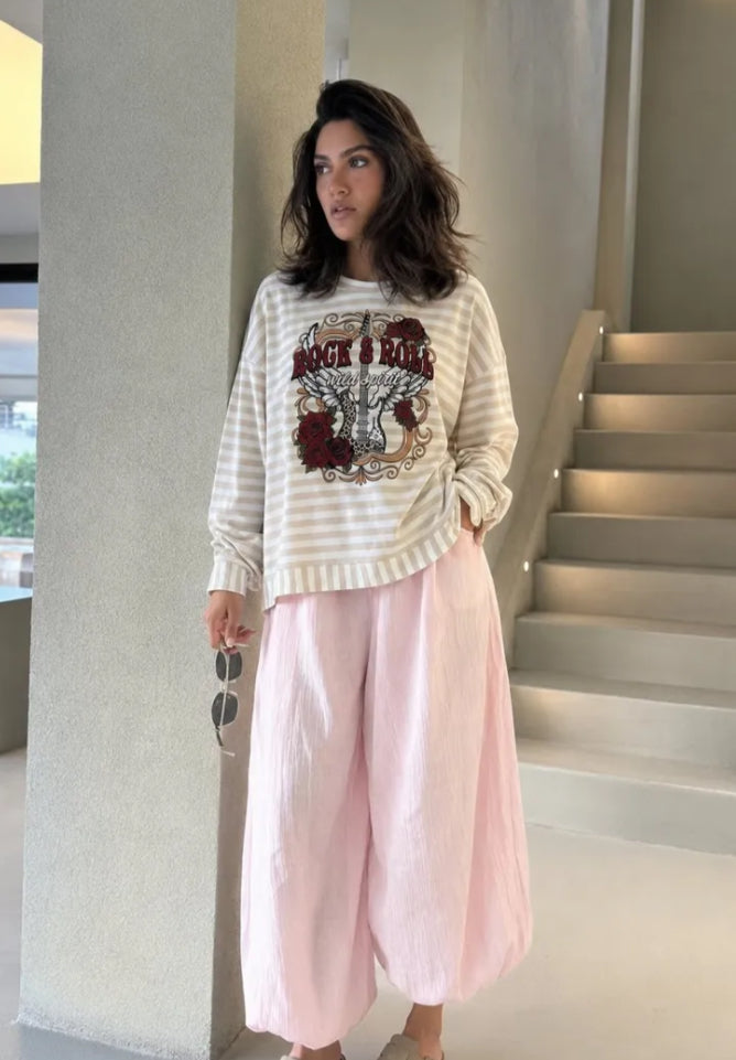 STRIPE PRINT SWEATSHIRT - 10-16 - BEIGE