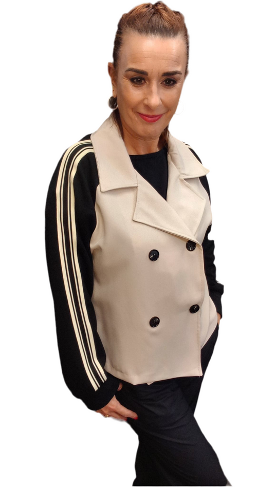 PEACOAT STYLE JACKET WITH JERSEY SLEEVES - 10-14