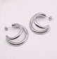 DOUBLE HOOP STUD EARRINGS- SILVER