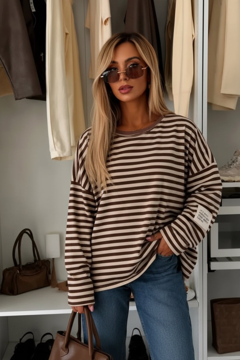 STRIPE TOP - 10-16 - CHOCOLATE
