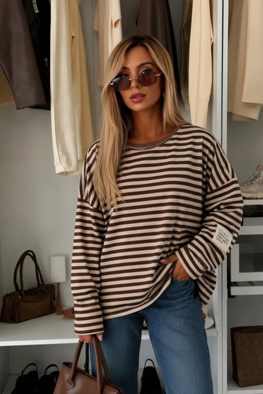 STRIPE TOP - 10-16 - CHOCOLATE