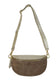 LEATHER SLING BAG - TAUPE/METALLIC