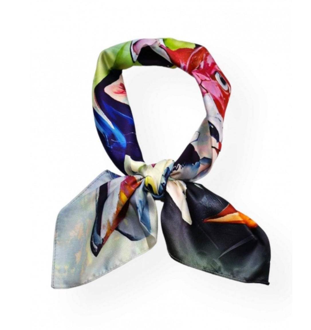 DOUBLE SIDED SATIN NECK SQUARE SCARF