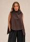 COWL TABBARD TOP - 10-14 - CHOCOLATE