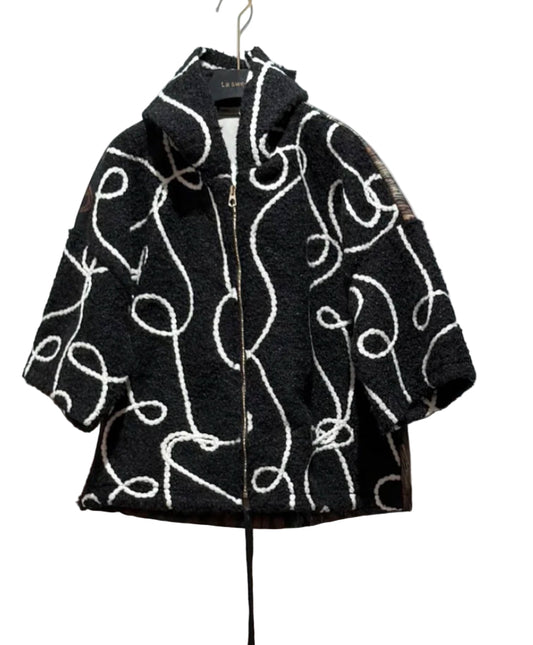 SWIRL PRINT JACKET - 10-16 - BLACK