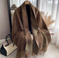 DOUBLE SIDED FRINGED CAMELIA SCARF - BROWN/GREEN