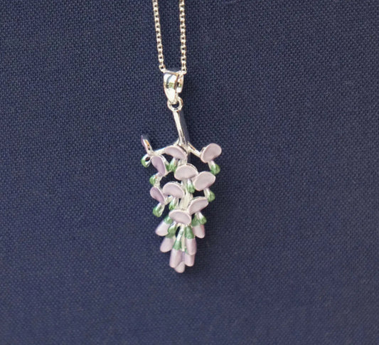 WISTERIA SILVER PLATED HAND ENAMELLED NECKLACE