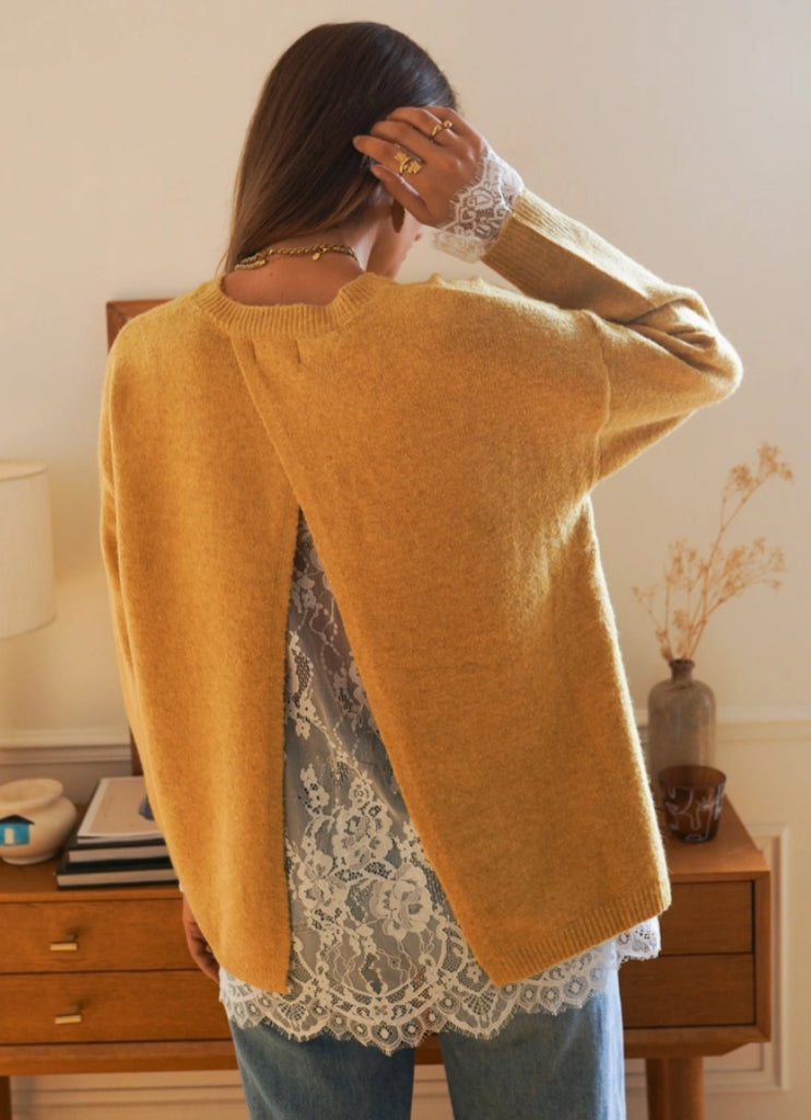 LACE BACK KNIT - 10-16 - MUSTARD