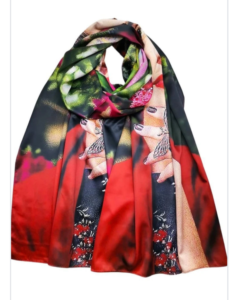 DOUBLE SIDED SILK FEEL SCARF