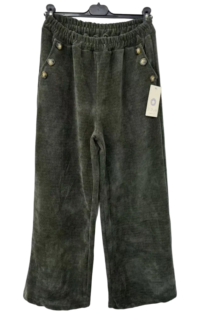 VELOUR PALAZZO - 10-16 - KHAKI