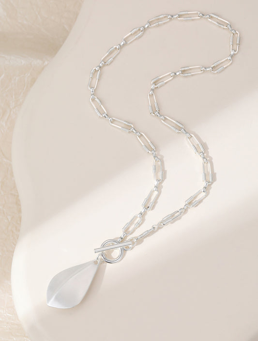 T-BAR TEARDROP NECKLACE - SILVER