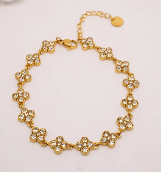FLOWER CRYSTAL BRACELET - WHITE