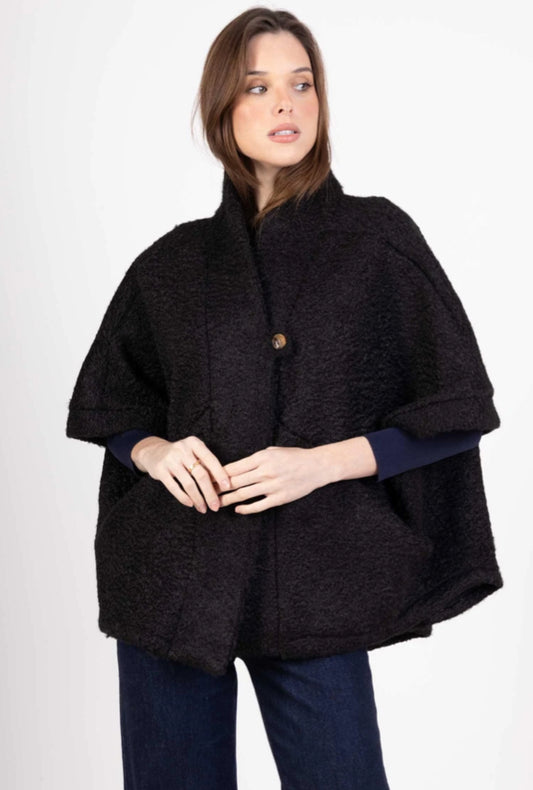 TEDDY BUTTON JACKET - 10-16 - BLACK