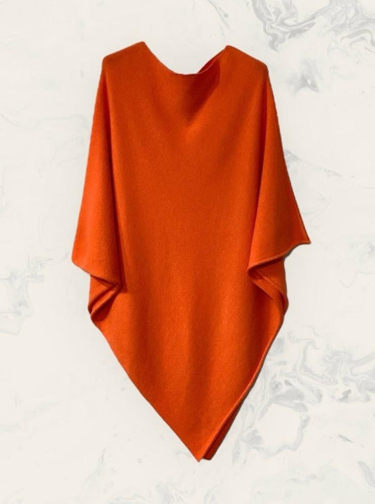 KNIT PONCHO - FREESIZE- ORANGE -