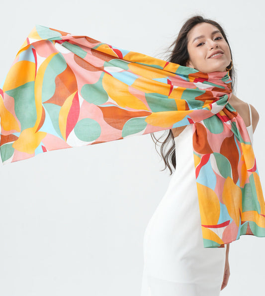 COTTON ABSTRACT PRINT SCARF