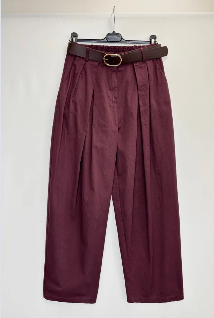 COTTON BALLOON PANTS - 10-16 - BURGUNDY