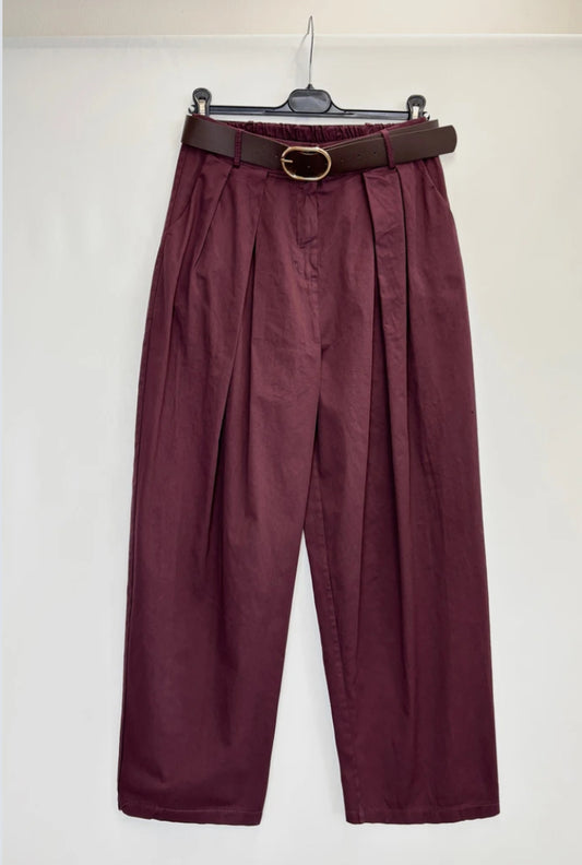 COTTON BALLOON PANTS - 10-16 - BURGUNDY