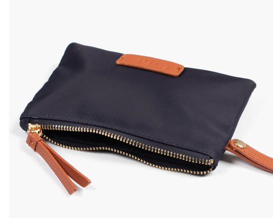 NAVY NYLON WRISTLET PURSE