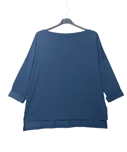 COTTON LONG SLEEVE DIP HEM TOP - 10-16 - BLUE