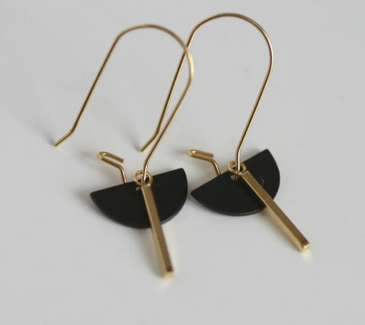 KAIKO - HALF MOON BAR DROP EARRINGS- GOLD PLATED - MADE IN IRELAND