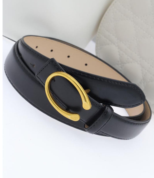 HORSE SHOE BUCKLE BELT - BLACK