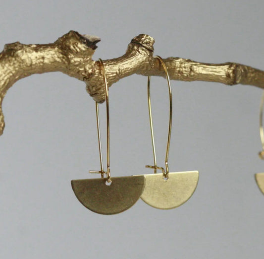 KAIKO - HALF MOON KIDNEY WIRE EARRINGS - 16K GOLD PLATED BRASS