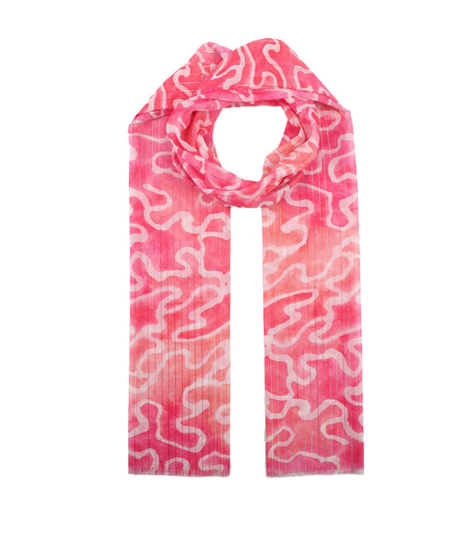 ABSTRACT PRINT SCARF - FUSCHIA