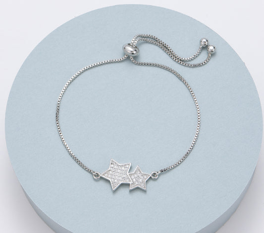 SILVER CRYSTAL STAR TOGGLE BRACELET