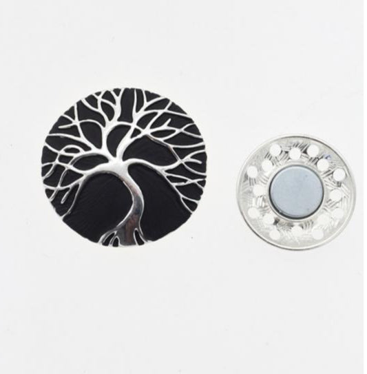 BLACK TREE OF LIFE MAGNETIC BROOCH