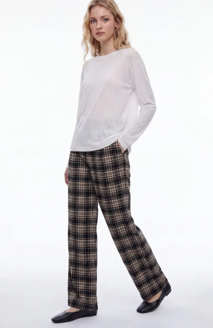 CHECK STRAIGHT LEG PANTS - 10-16 - NAVY