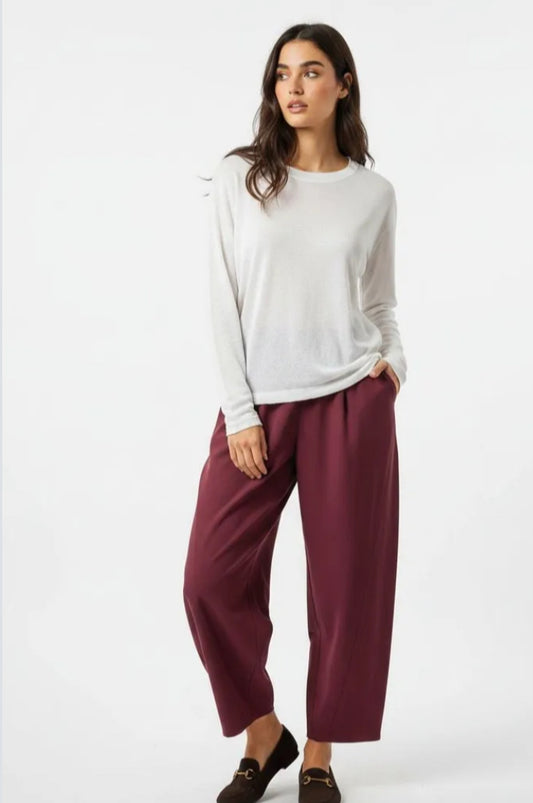 BARREL CUT PANTS - 10-16 - BURGUNDY