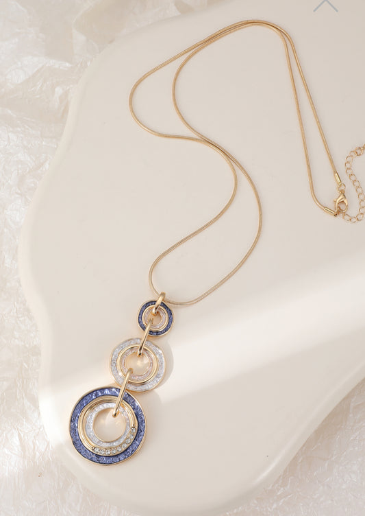 TRIPLE CIRCLE DIAMANTÉ LONG NECKLACE - GOLD