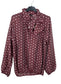 BOW POLKA BLOUSE - 8-12- BURGUNDY