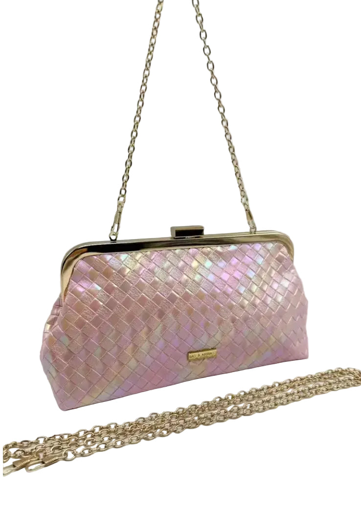 WOVEN CLUTCH BAG - PINK