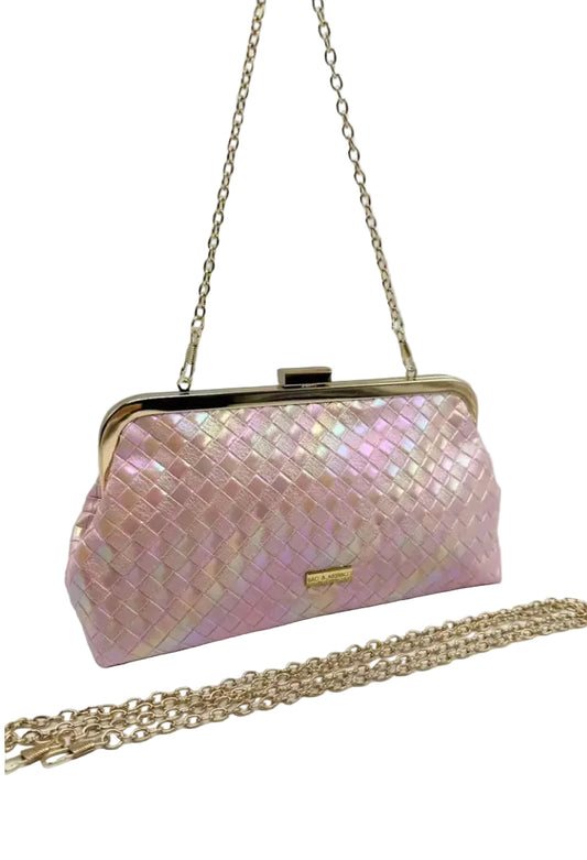 WOVEN CLUTCH BAG - PINK