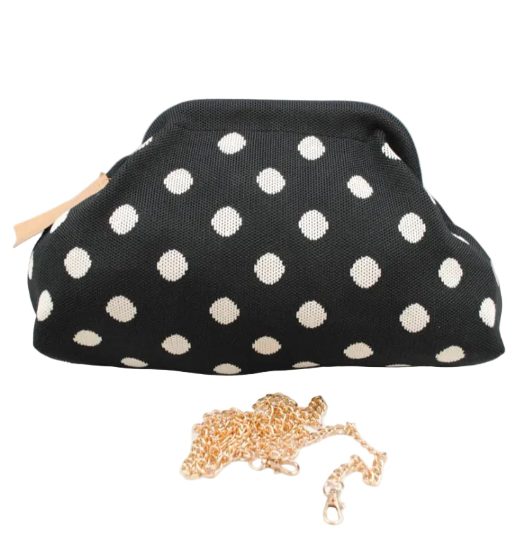 POLKA CLUTCH BAG - BLACK