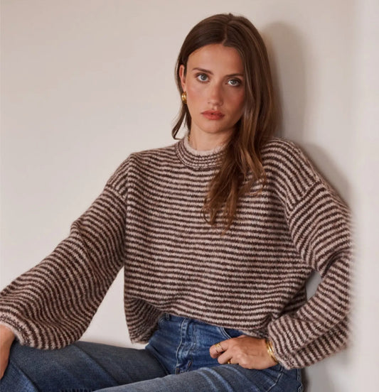 STRIPE KNIT - 10-14/16- BURGUNDY