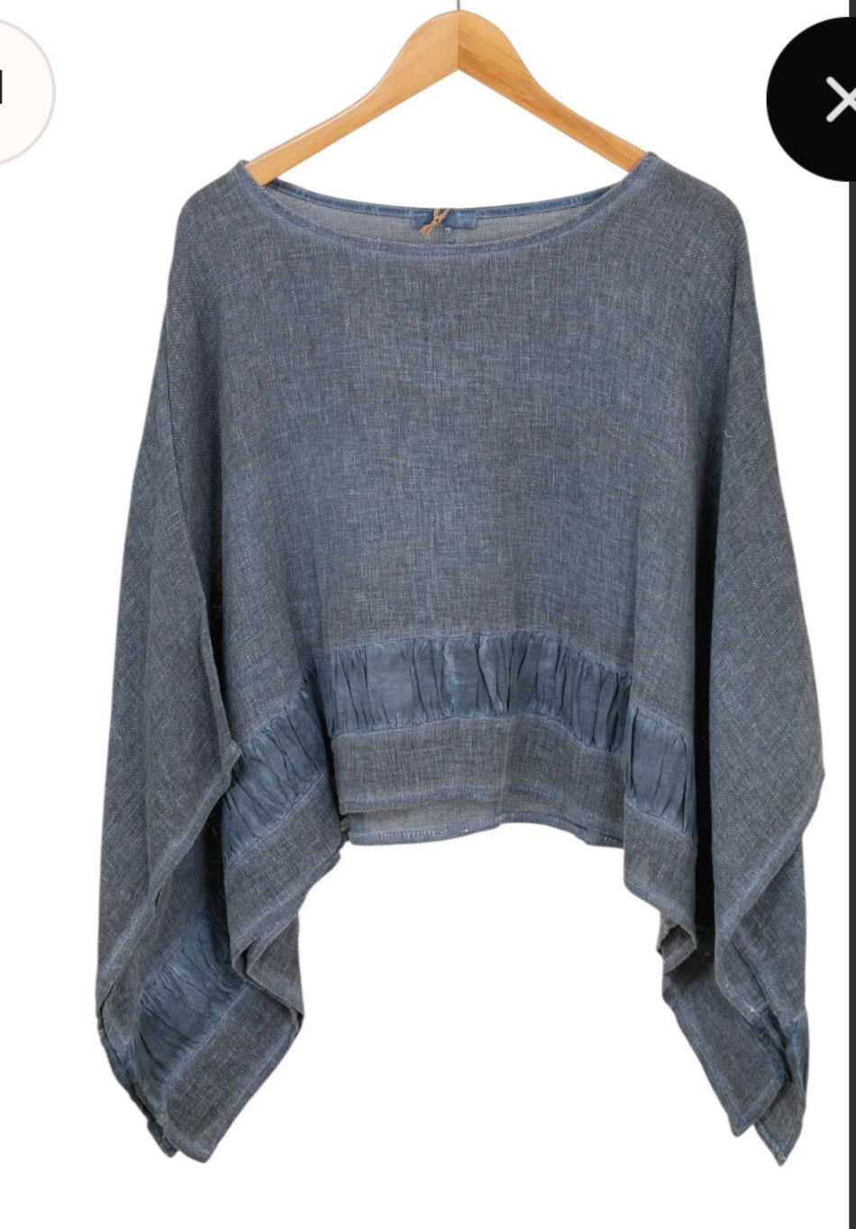 COTTON LINEN DRAPE TOP - 10-16 - BLUE