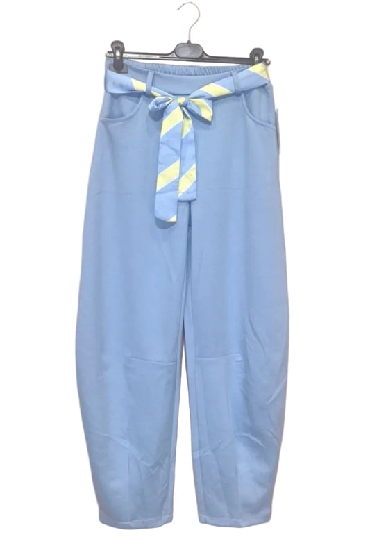 SCARF BELT CARROT PANTS - 10-16 - BLUE