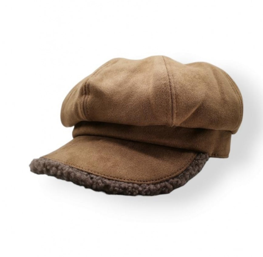 FLEECE TRIM BAKER BOY HAT