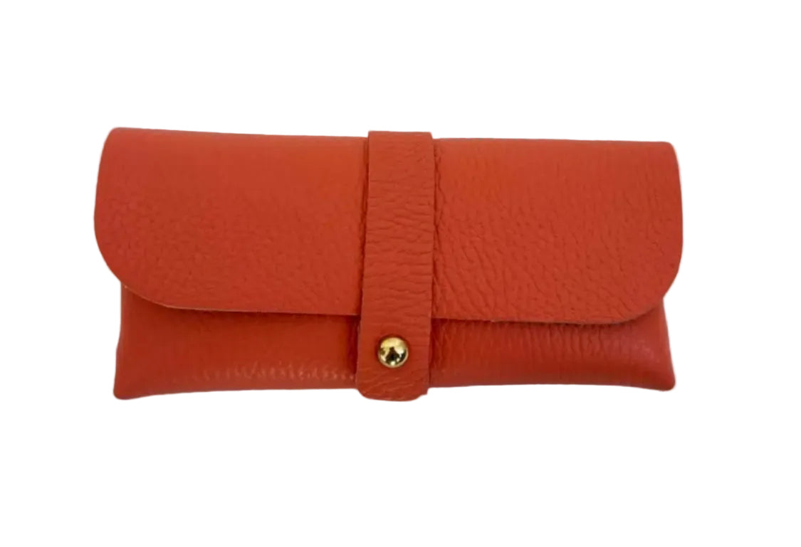 LEATHER GLASSES CASE - ORANGE